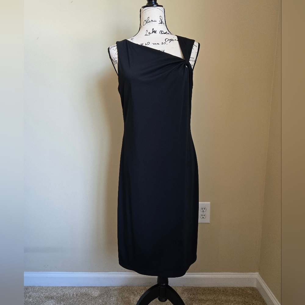David Meister black dress coctail sleeveless womens 10